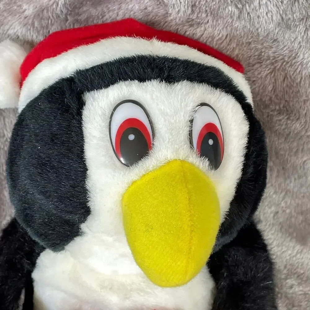 Christmas Penguin Plush Santa Hat Gift Bag Vintage Y2K Stuffed Animal 8